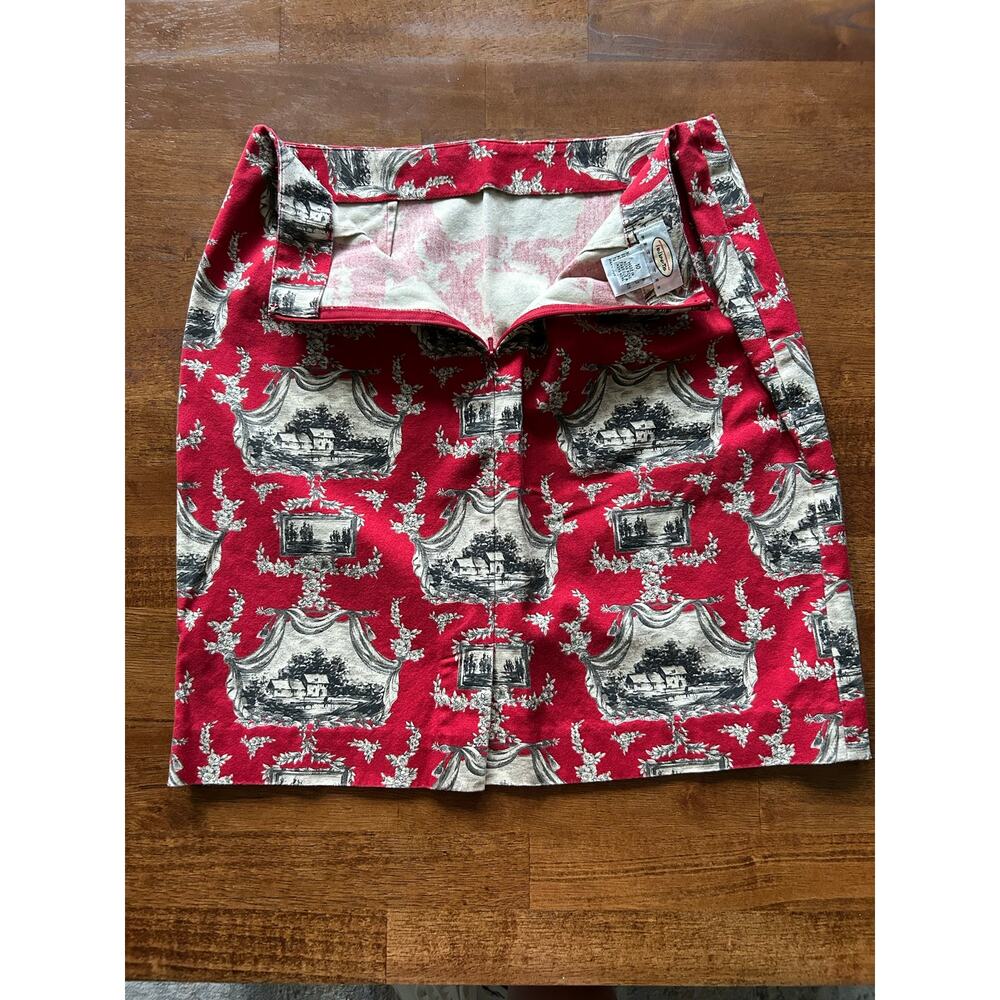 Talbots Size 10 Vintage-Inspired Red Toile de Jouy Skirt. - Picture 2 of 7